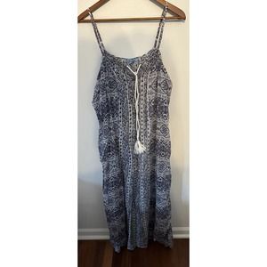 Solitaire Swim Size Large Maxi Dress Cover Up Tassel Printed Flowy Boho Hippie
